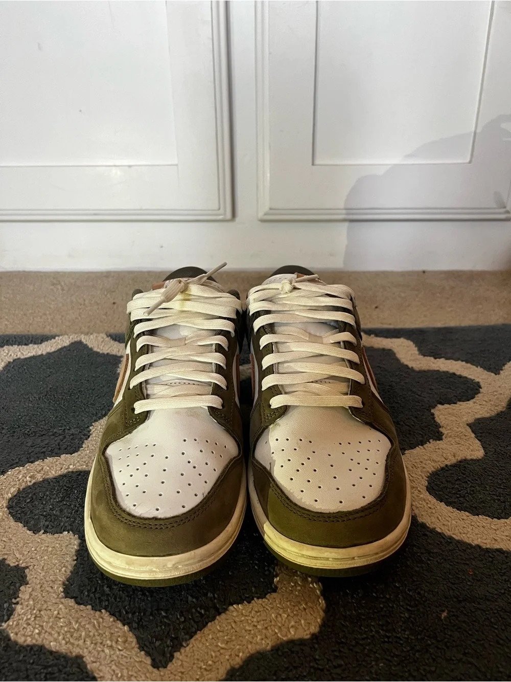 Nike Dunk Low Olive Green, White & Tan Swoosh